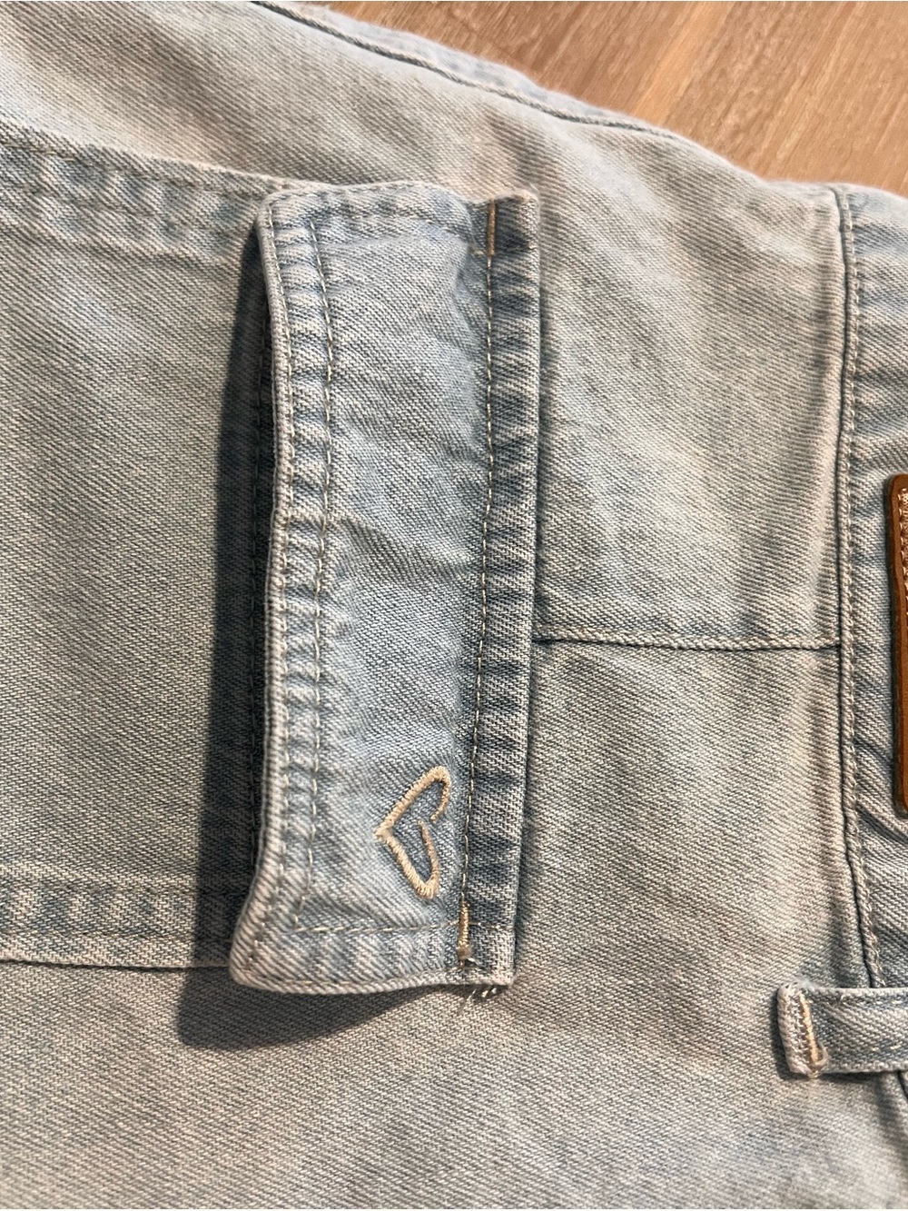 Velvet Heart Light Blue Denim Jean Shorts with Heart Stitch